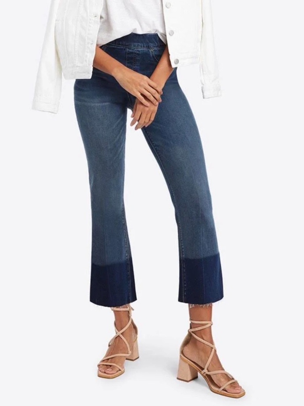 SPANXsculpt ReDefine Kick Flare Cropped Denim size L